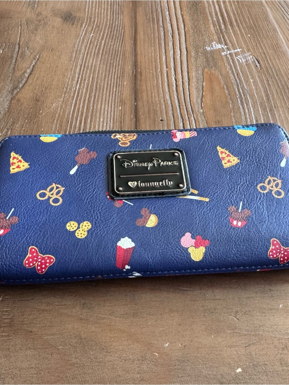 Disney Navy Loungefly Snack Plaque Zip Wallet